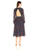 Folky Floral Printed Soft Fil Coupe Boho Wrap Dress With Open Back, Black, 12