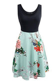 Summer O Neck Floral A Line Slim Swing Casual Patchwork Short Sundress L