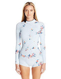 Printed FiberLite Wetsuit One Piece Swimsuit, Light Blue Floral, Small