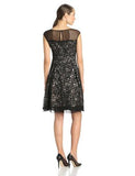 Eliza J Party Dress With Yoke Illusion, Black, 4