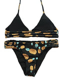 Sherry007 Printed Cut Out Bikini Halter Racerback Swimsuit Beachwear228Blackmedium
