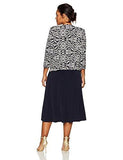 Jessica Howard Plus Size Silver Swing Jacket Ruched Waist Dress, Navy/Taupe, 18W