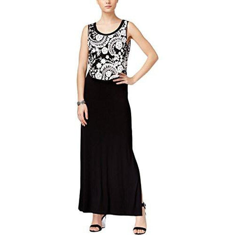 Embroidered Full Length Maxi Dress B/W Xs
