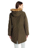 Arctic Cloth Full Length Pile Lined Parka With Faux Fur Trimmed Hood, Army Green, L