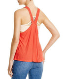 Linen Blend Racerback Tank Top Orange M