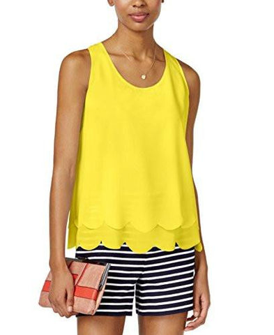Scalloped DoubleLayered Blouse Yellow M