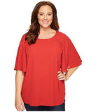 Plus Plus Size Cape Sleeve Top Tomato Shirt