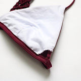 Mooskini Handknit Rope Bikini Maroon Color Padded Swimsuit Bikini Set Mus Size 46 B922