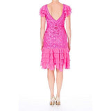 S Embellished Ruffled Cocktail Dress Pink 6
