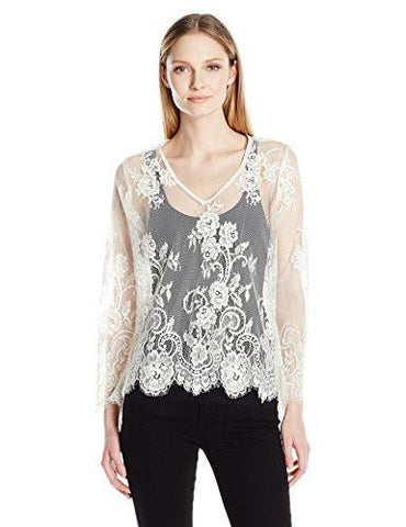 Floral Lace Top, Cream, S