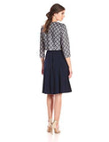 3/4 Sleeve Trapunto Jacket Dress, Navy/Tan, 6