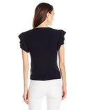 Ruffle Sleeve V Neck Top Navy Xsmall