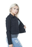 Basic Button Down Denim Jean Jacket Large Black