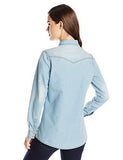 Western Fashion Denim Shirts,Light Wash, Large