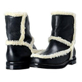 Maison Margiela Mm6 Leather Fur Trimmed Boots Shoes Us 7 It 37;