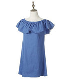 Abd Blue Jean Legging Off Shoulder Ruffle Short Sleeve Loose Mini Dress Xlarge Denim Blue