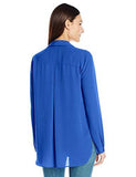 LaceUp Collar Blouse, Bright Blue, Xs