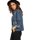 Shein Basic Lapel Button Down Denim Jean Jacket Blue Medium