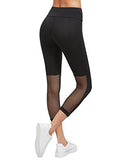 Sweatyrocks Mesh Panel Crop Leggings Yoga Workout Active Jogger Tights Black M