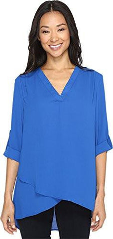 Deep V Wrap Shirt Bright Blue Shirt
