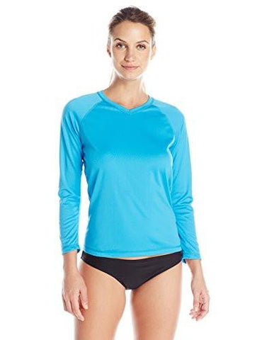 Kanu Surf Solid Long Sleeve Upf 50 Swim Shirt Aqua Large