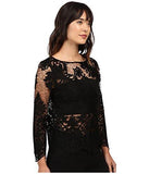 Flare Sleeve Embroidered Top Black Shirt