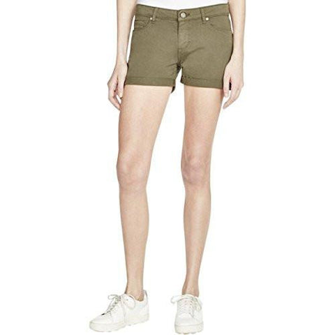 Flat Front Cuffed Denim Shorts Green 27