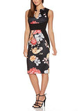 Fantaist Patchwork Floral Print Formal Business Party Wear To Work Dress M Ft601Black