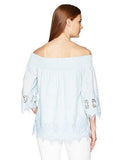 Lace OffTheShoulder Top, Light Blue, M