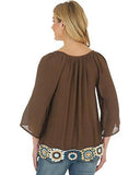 Swing Top With Braided Tie And Embroidery Brown Small