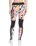 Recreation Pop Floral Camo Full Length Legging Pant With Black Inserts Multi Xl