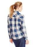 Double Layered Plaid Roll Cuff Shirt, Navy, Large