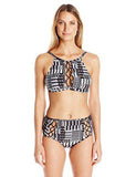 Kenneth Cole York After Midnight High Neck Laceup Halter Bra Bikini Top Black Large