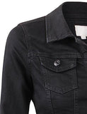 Classic Vintage Long Sleeve Denim Jacket With Pocketslblack