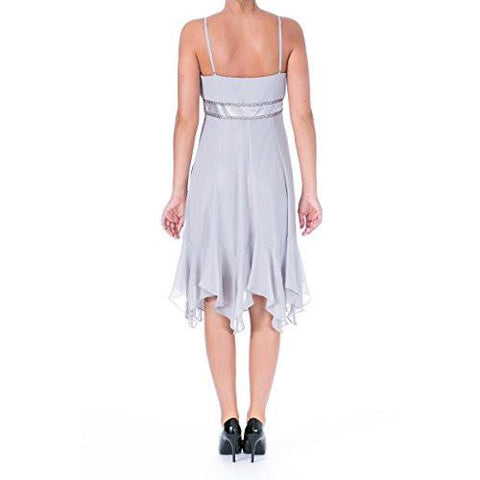 S Metallic Prom Cocktail Dress Silver 6
