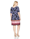 Plus Size Printed Shift Dress, Navy, 16W