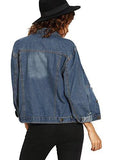 Shein Basic Lapel Button Down Denim Jean Jacket Blue Medium
