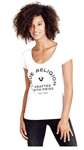 Crafted W/ Pride Rounded V Neck Tee Tshirt Large, White