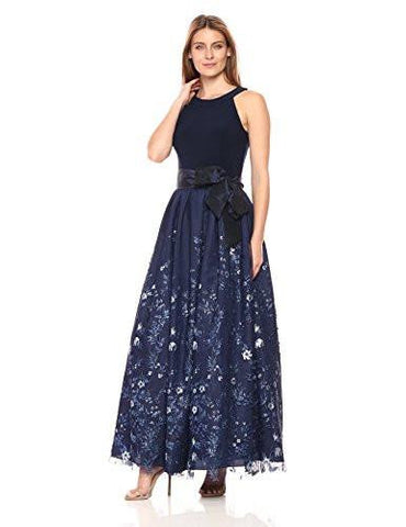 Jessica Howard Sleeveless Halter Neck Shirred Ballgown, Navy/Blue, 8