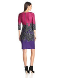 Taylor Dresses Long And Lean Floral Placement Sheath Dress, Fuchsia Purple, 6