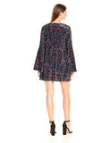 Folky Floral Printed Velvet Boho Trapeze Dress With Trim Detail, Black, 4