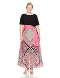 Jessica Howard Plus Size Elbow Sleeve Maxi Dress, Black/Fuchsia, 16W