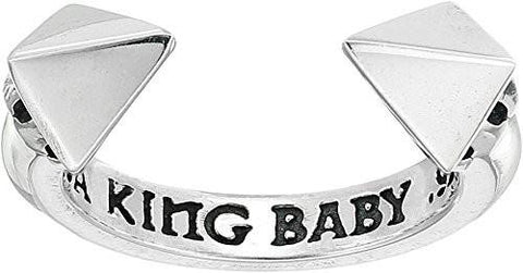 Open Ring W Pyramids Silver Ring