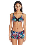 Kenneth Cole York Tropical Tendencies Floral Bralette Bikini Top Black M
