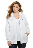Roamans Plus Size Hooded Denim Jacket White20 W
