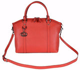 Leather Gg Charm Convertible Dome Handbag Purse Coral Red 5411