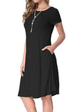 Levaca Summer Short Sleeve Draped Swing Loose Casual Tunic Dress Black M