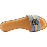 Michael Michael Kors Molly Open Toe Casual Flat Sandals Washed Denimvachetta Size 55