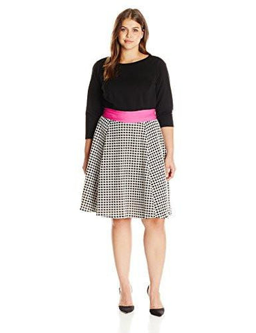 Eliza J Plus Size 3/4 Sleeve Fit And Flare, Black, 18W