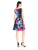 Taylor Dresses Mixed Bouquet Floral Fit And Flare Scuba Dress, Raspberry/Multi, 8